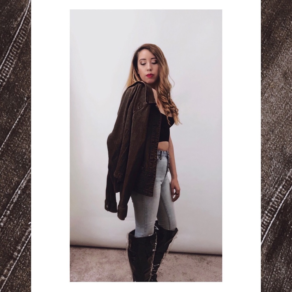 CHICO’S Platinum Brown Denim Jacket Size S